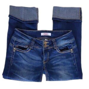 Girls (Youth Size 7) Candie's Blue Denim Cropped Capri Jeans
